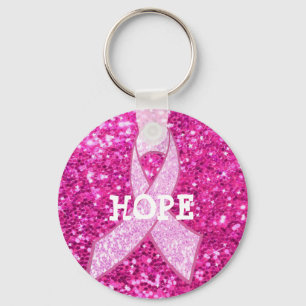 Hope Pink Awareness Ribbon Breast Cancer Sleutelha Sleutelhanger