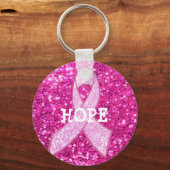 Hope Pink Awareness Ribbon Breast Cancer Sleutelha Sleutelhanger (Voorkant)