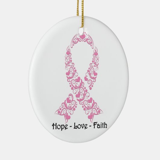 Hope Pink Awareness Ribbon Keramisch Ornament (Rechts)