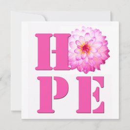 HOPE Pink Dahlia Flower Photo Square Card Bedankkaart