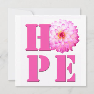 HOPE Pink Dahlia Flower Photo Square Card Bedankkaart