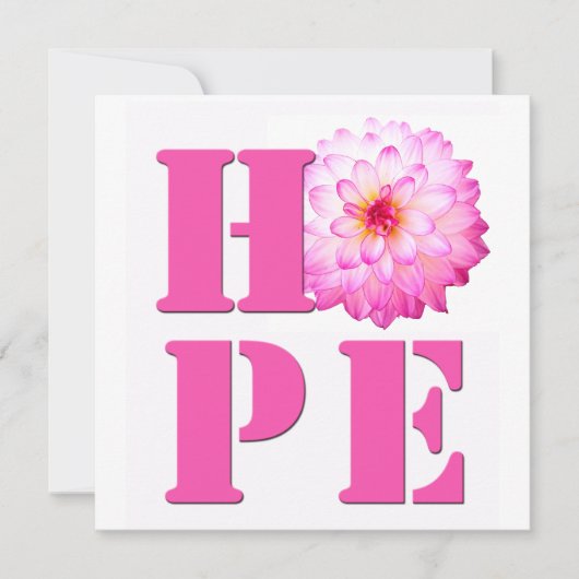 HOPE Pink Dahlia Flower Photo Square Card Bedankkaart (Voorkant)