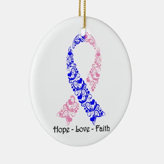 Hope Pink en Blue Awareness Ribbon Keramisch Ornament (Rechts)