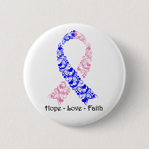 Hope Pink en Blue Awareness Ribbon Ronde Button 5,7 Cm