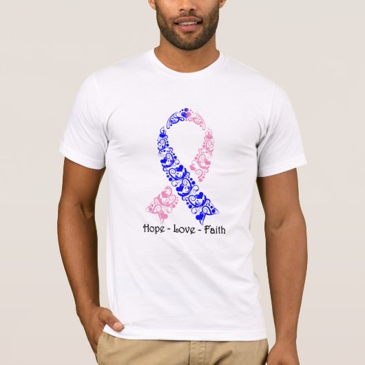 Hope Pink en Blue Awareness Ribbon T-shirt (Voorkant)