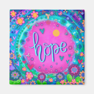 Hope Pink  Fun Flowers Moderne Inspirivity Magneet