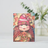 Hope Pink Halloween Witch Briefkaart (Staand voorkant)