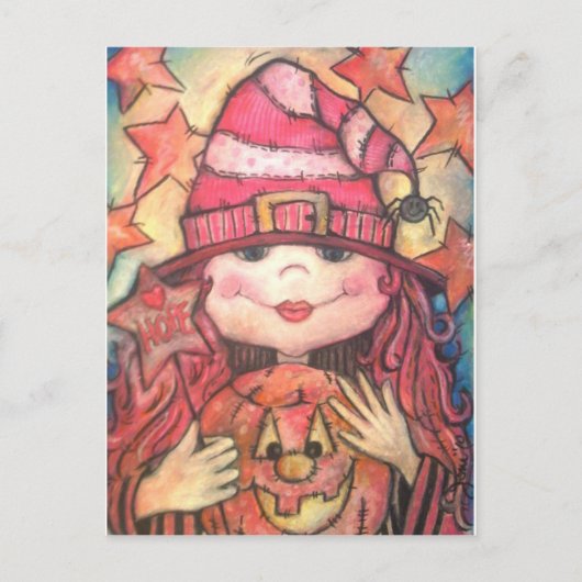 Hope Pink Halloween Witch Briefkaart (Voorkant)