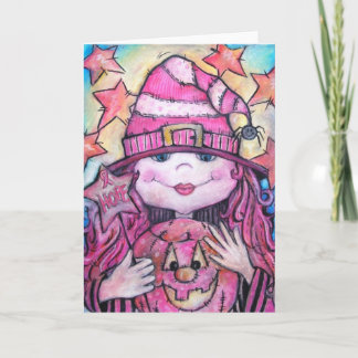 Hope Pink Halloween Witch Kaart