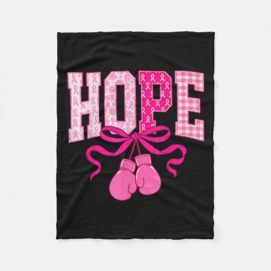 Hope Pink Ribbon Boxing Handschoenen Roze Borstkan Fleece Deken (Voorkant)