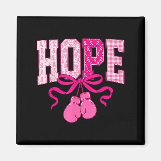 Hope Pink Ribbon Boxing Handschoenen Roze Borstkan Magneet (Voorkant)