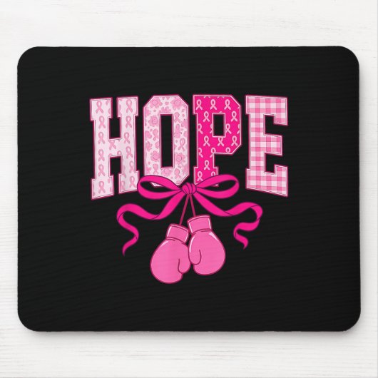 Hope Pink Ribbon Boxing Handschoenen Roze Borstkan Muismat (Voorkant)