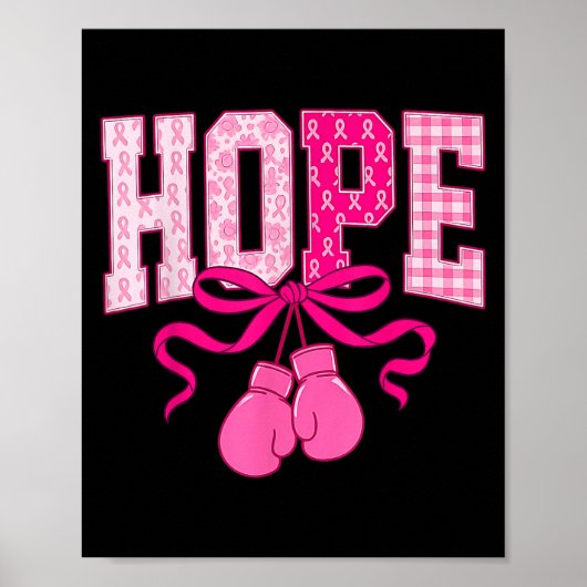 Hope Pink Ribbon Boxing Handschoenen Roze Borstkan Poster (Voorkant)