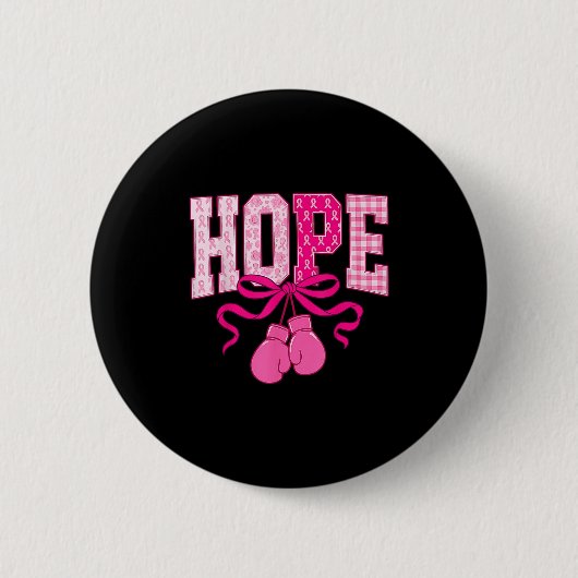 Hope Pink Ribbon Boxing Handschoenen Roze Borstkan Ronde Button 5,7 Cm (Voorkant)