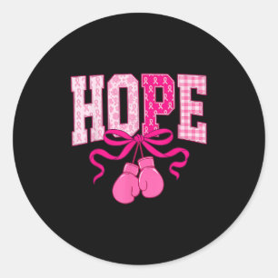 Hope Pink Ribbon Boxing Handschoenen Roze Borstkan Ronde Sticker
