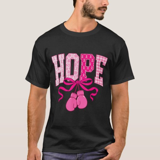 Hope Pink Ribbon Boxing Handschoenen Roze Borstkan T-shirt (Voorkant)