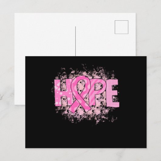 Hope Pink Ribbon Breast Cancer Awareness (3) Uitnodiging Briefkaart (Voorkant / Achterkant)