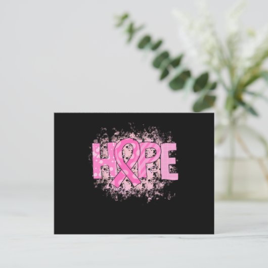 Hope Pink Ribbon Breast Cancer Awareness (3) Uitnodiging Briefkaart (Staand voorkant)