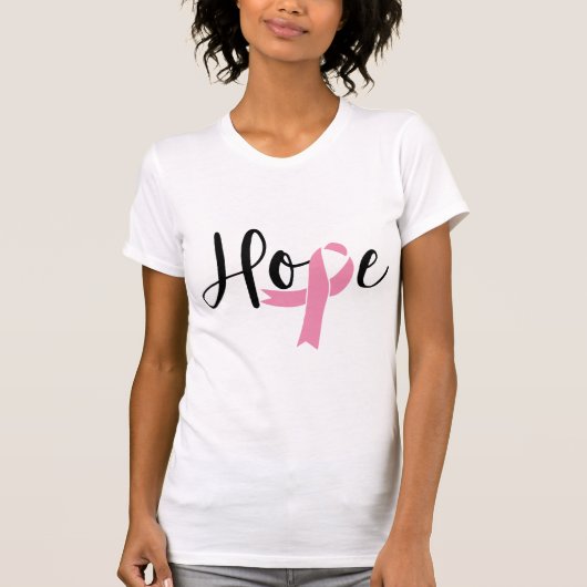 Hope Pink Ribbon Breast Cancer Awareness T-Shirt (Voorkant)