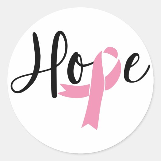 Hope Pink Ribbon Breast Cancer Bewustheid Ronde Sticker (Voorkant)