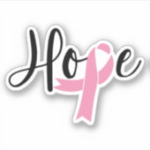 Hope Pink Ribbon Breast Cancer Bewustheid Sticker (Voorkant)