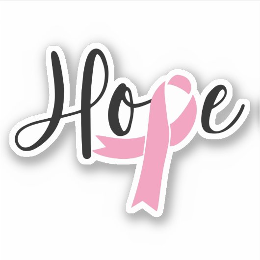 Hope Pink Ribbon Breast Cancer Bewustheid Sticker (Voorkant)