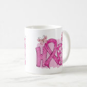 HOPE Pink Ribbon Butterfly Warrior Borstkanker Koffiemok (Voorkant rechts)