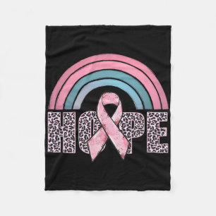 Hope Pink Ribbon Leopard Borstkanker Bewustzijn W Fleece Deken