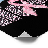 Hope Pink Ribbon Leopard Borstkanker Bewustzijn W Poster (Hoek)