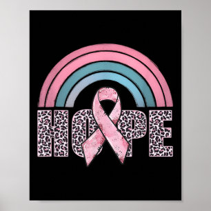 Hope Pink Ribbon Leopard Borstkanker Bewustzijn W Poster
