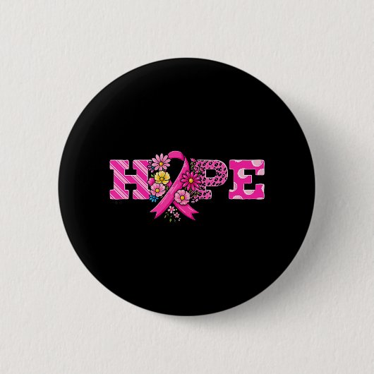 Hope Pink Ribbon Leopard Borstkanker Bewustzijn W Ronde Button 5,7 Cm (Voorkant)