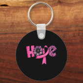Hope Pink Ribbon Leopard Sunflower Breast Cancer A Sleutelhanger (Voorkant)