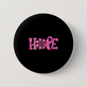 Hope Pink Ribbon Zonnebloem Borst Cancer Awareness Ronde Button 5,7 Cm
