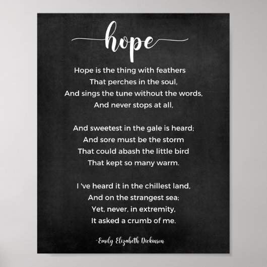 Hope Poem Black en White Poster (Voorkant)