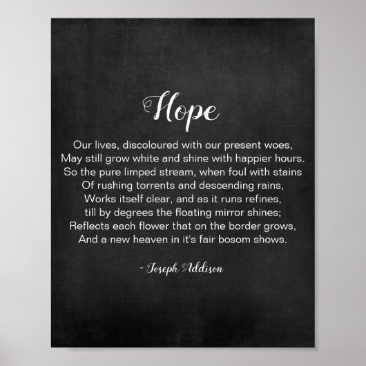 Hope Poem van Joseph Addison Black en White Poster (Voorkant)