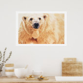 "Hope" Polar Beer Wildlife Waterverf Art Poster (Keuken)