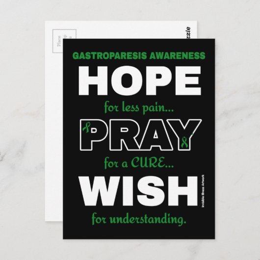Hope Pray Wish... Gastroparesis Briefkaart (Voorkant / Achterkant)