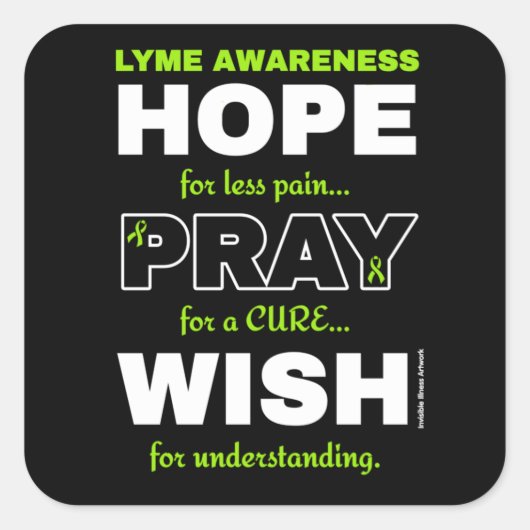 Hope Pray Wish... Lyme Square Sticker (Voorkant)
