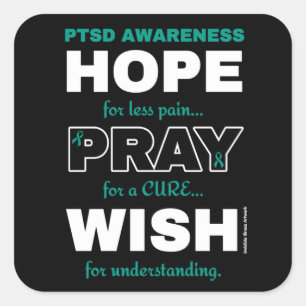 Hope Pray Wish...PTSD Vierkante Sticker