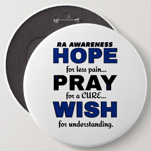 Hope Pray Wish...RA Ronde Button 6,0 Cm (Voorkant /achterkant)