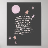 Hope quote - paarse en roze maan en sterren poster (Voorkant)