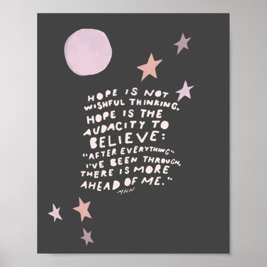 Hope quote - paarse en roze maan en sterren poster (Voorkant)