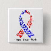 Hope Red en Blue Awareness Ribbon Vierkante Button 5,1 Cm (Voorkant)