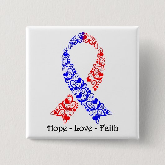Hope Red en Blue Awareness Ribbon Vierkante Button 5,1 Cm (Voorkant)
