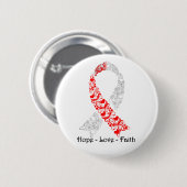 Hope Red en White Awareness Ribbon Ronde Button 5,7 Cm (Voorkant /achterkant)