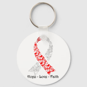 Hope Red en White Awareness Ribbon Sleutelhanger