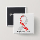 Hope Red en White Awareness Ribbon Vierkante Button 5,1 Cm (Voorkant /achterkant)