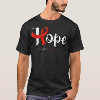 Hope Red Ribbon World AIDS Day HIV Disease Awarene T-shirt