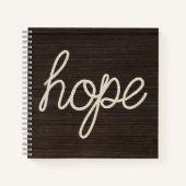 HOPE Rope Text On Dark Wood Notitieboek (Voorkant)
