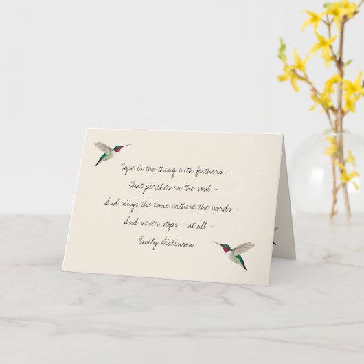 Hope Ruby-throated Hummingbird Card Kaart (Gele Bloem)
